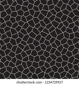 Seamless irregular lines vector mosaic pattern. Abstract chaotic tessellation texture. Random shapes pavement background