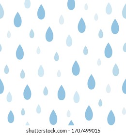 Seamless Irregular Raindrops Pattern On White Background For Decor And Print