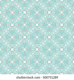 Seamless islam pattern. Vintage floral background. Vector islamic royal aquamarine. Oriental design and baroque wallpaper