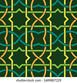 Seamless Islamic Geometric Multicolor Intricate Pattern Vector
