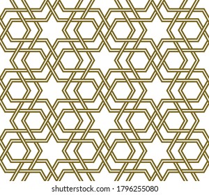 Seamless islamic geometric ornament.Doubled wicker thick lines.
