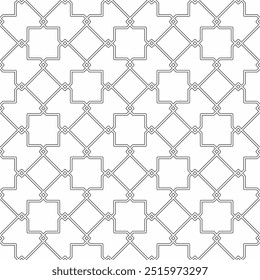 Seamless Islamic geometric pattern consisting of interlocking lines forming a regular arrangement. Suitable for various creative projects or decorative elements.