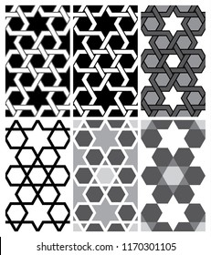 Seamless Islamic Geometric Pattern: One Pattern in 6 Variations_Vector EPS 10