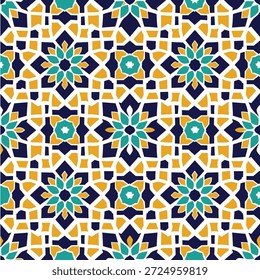 Seamless Islamic Geometric Pattern Vector with Traditional Arabic Ornament