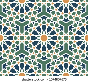 Seamless islamic geometry vector arabic pattern.