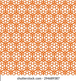 Seamless Islamic Lattice Pattern of Stars and Hexagons in Grids of Honeycomb Shape.