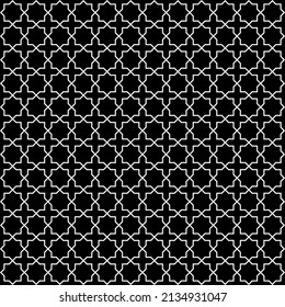 Nahtloses islamisches Muster, schwarz-weiße Vektorgrafik, abstrakte islamische Textur, Grafikdesign-Hintergrund. Textilverzierungen. Vektorgrafik. EPS10.