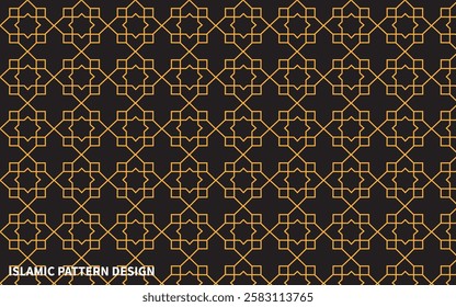Seamless Islamic Pattern geometrical  gold color vector pattern in Arabian style .        