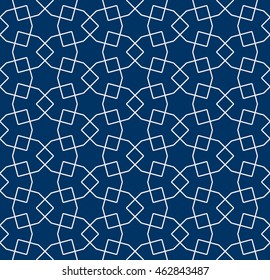 Seamless Islamic Pattern of overlapping Shield Shapes, forming six point Stars.