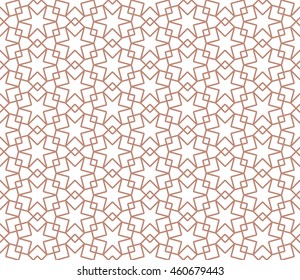 Seamless Islamic Pattern of Six Point Star , Interlocking Squares, And Shield Shapes. 