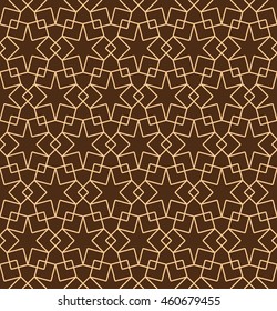Seamless Islamic Pattern of Six Point Star , Interlocking Squares, And Shield Shapes. 