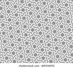 Seamless Islamic Pattern of Six Point Star Enclosed by Geometric Shapes.