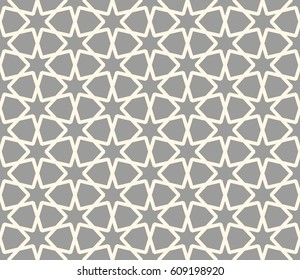 Seamless Islamic Pattern of Six Point Star Connected.