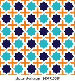Seamless Islamic patterns in beige. Traditional muslim ornament.