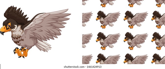 Ilustración de dibujos animados de patrones animales sin foco y aislados