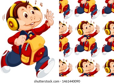 Seamless and isolated animal pattern cartoon illustration