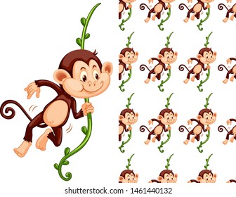 Seamless and isolated animal pattern cartoon illustration
