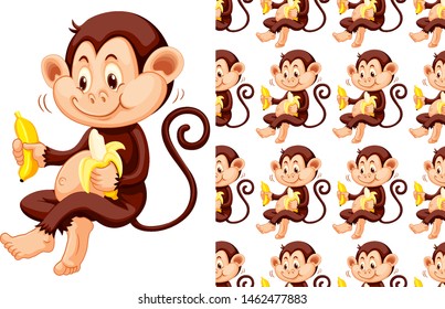Seamless and isolated animal pattern cartoon illustration