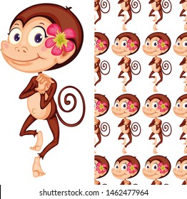 Seamless and isolated animal pattern cartoon illustration