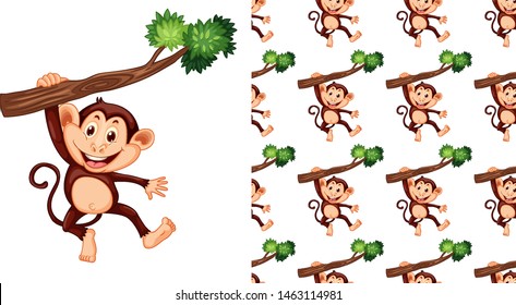 Seamless and isolated animal pattern cartoon illustration