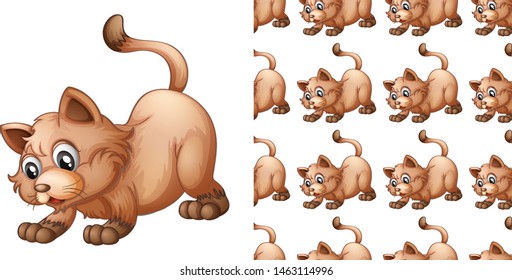 Seamless and isolated animal pattern cartoon illustration