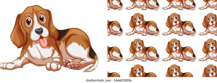 Seamless and isolated animal pattern cartoon illustration