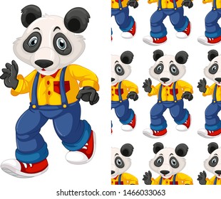 Seamless and isolated animal pattern cartoon illustration