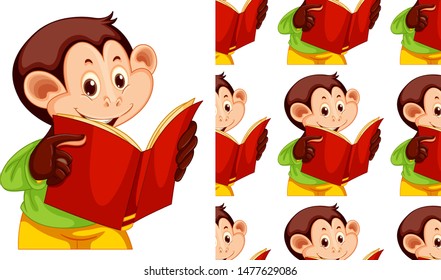 Seamless and isolated animal pattern cartoon illustration