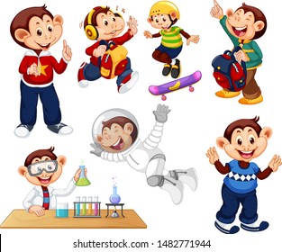 Seamless and isolated animal pattern cartoon illustration