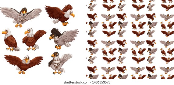 Seamless and isolated animal pattern cartoon illustration