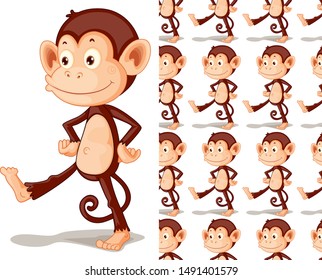 Seamless and isolated animal pattern cartoon illustration