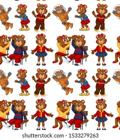 Seamless and isolated animal pattern cartoon illustration