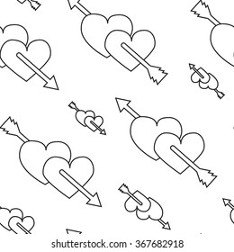 Seamless with isolated background - two hearts with arrow