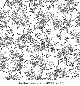 Seamless isolated black line abstract illustration on the white background. Seamless vector pattern for banner, card, invitation, textile, fabric, wrapping paper.