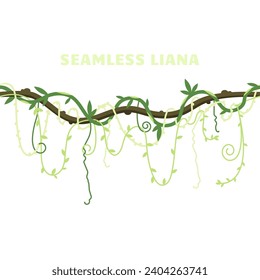 Seamless Isolated Liana Plant with Leaves