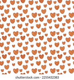 Seamless isolated romantic pattern with heart for card, poster, banner, wrappind paper in red and gold colors