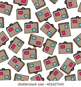 Seamless with isolated suitcase. Vector illustration seamless for banner, card, invitation, textile, fabric, wrapping paper.