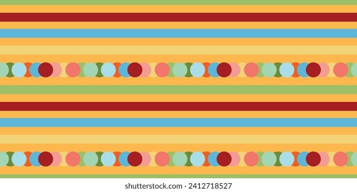 Seamless isolated vector pattern Perfect summer spring print children's fabrics Typography Tablecloths Scrapbooking Wallpaper Repeat Polka dots parallel lines Abstract retro design Orange background