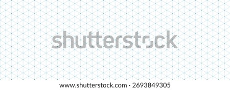 Seamless isometric grid paper. Dotted linear triangular blueprint repeating pattern. Graph guide background for engineering, architect, technical drawing. Vector blue lined ruler sheet page template