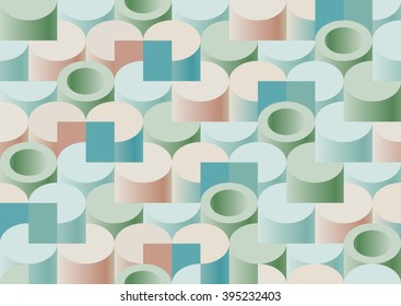 Seamless isometric lite pattern of the cylinders, tube and sectors