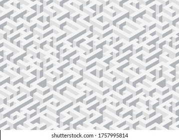 Seamless isometric maze. Grey endless isometric labyrinth. Seamless pattern. Vector illustration