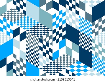 Seamless isometric rhombus and triangles geometric pattern, 3D cubes vector tiling background, architecture and construction, wallpaper design.