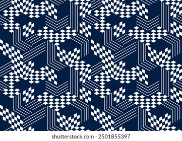 Seamless isometric rhombus and triangles geometric pattern, 3D cubes vector tiling background, architecture and construction, wallpaper design.