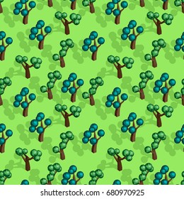 Seamless isometric trees pattern vector illustration. 3d low poly background