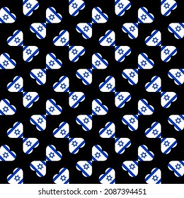 seamless israel flag heart pattern. vector illustration. print, book cover, wrapping paper, decoration, banner and etc