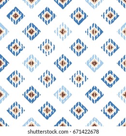 Seamless italian geometric pastel blue mosaic vector pattern.