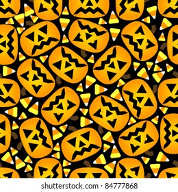 Seamless Jack O'Lantern and Candy Corn Background