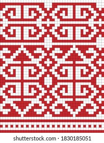 Seamless jacquard ornament for clothes. Festive Scandinavian ornament. Bright textiles for fashionable winter clothes. Christmas seamless knitted pattern.