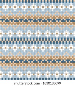 Seamless jacquard ornament for clothes. Festive Scandinavian ornament. Bright textiles for fashionable winter clothes. Christmas seamless knitted pattern.