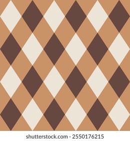 Seamless jacquard pattern in chocolate tones with intricate diamond shapes. Warm, elegant, and festive, perfect for holiday wrapping, textiles, and cozy seasonal designs